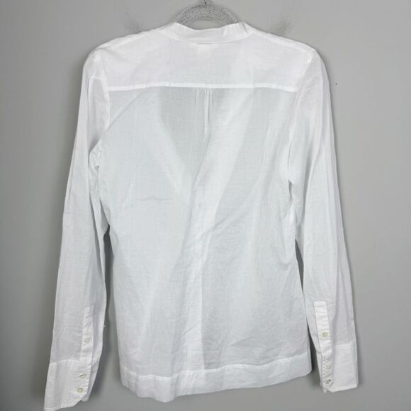 SUNDANCE | NEW 100% Cotton White Ruffle V-Neck Button Shirt Women’s Size Medium - Picture 7 of 7